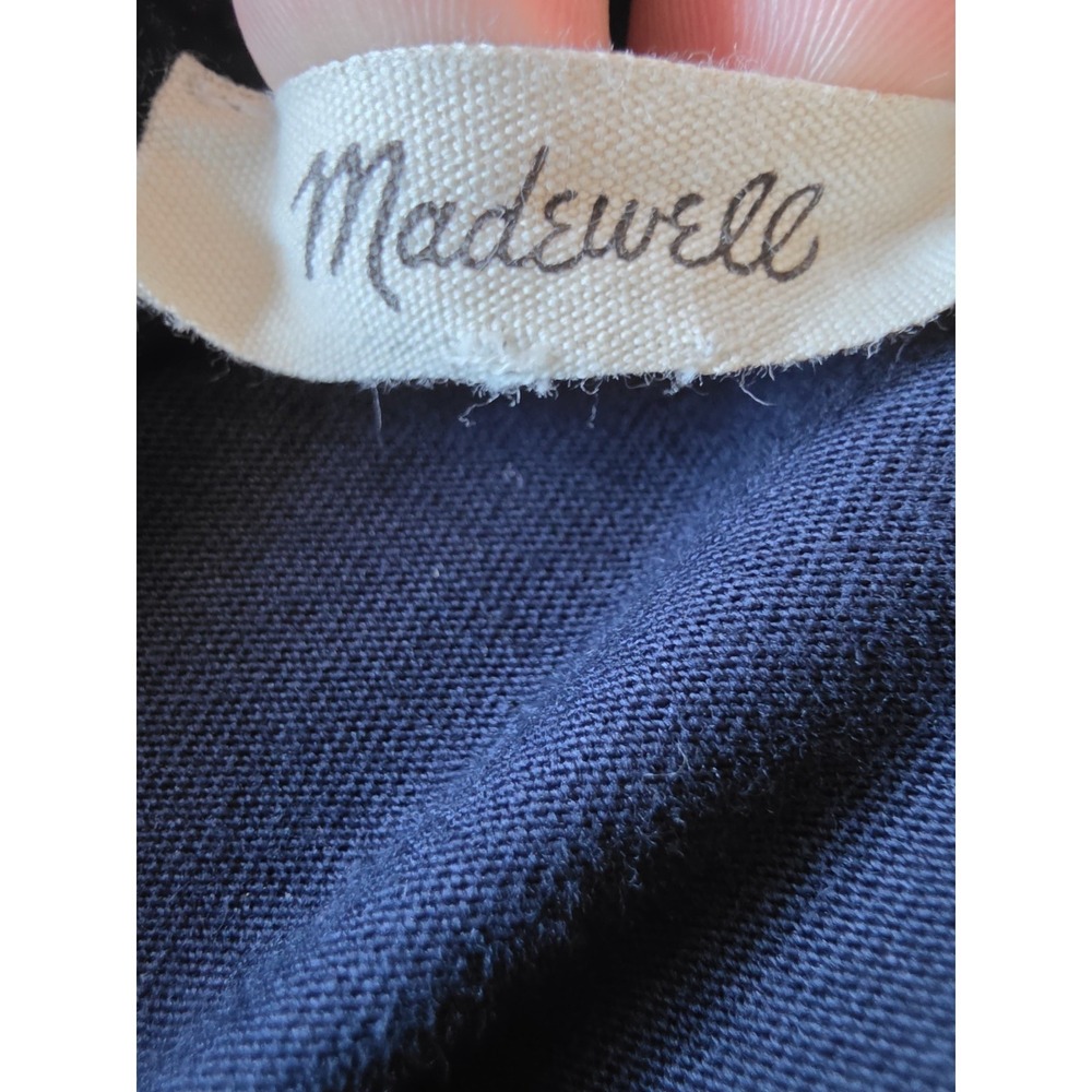 Madewell Women T-Shirt Short Sleeve Navy Solid Cotton Round Neck Tee Top - Picture 3 of 6